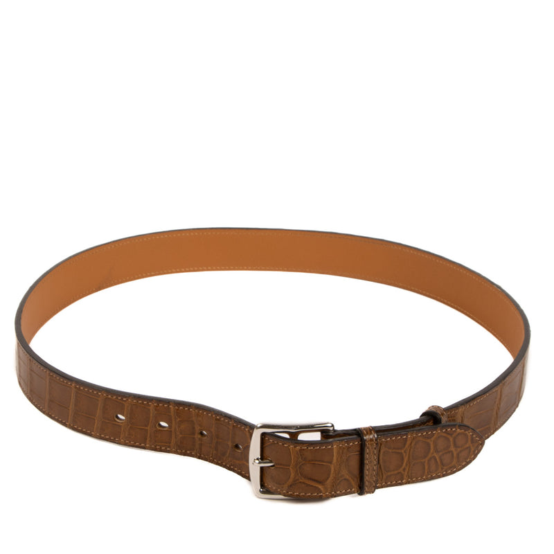 Hermès Brown Crocodile Etriviere 32 Belt