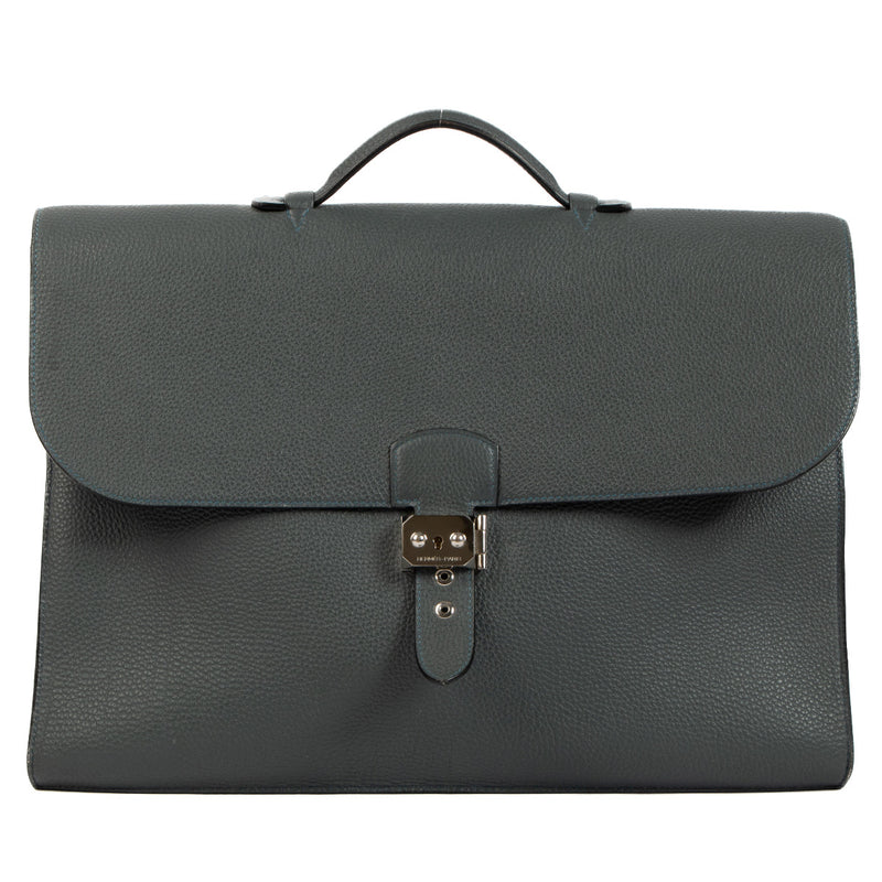 Hermès Seafoam Green Clemence Sac à Dépêches 41 Briefcase