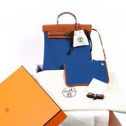 Hermès Herbag A Dos Zip Retourne Bleu France & Fauve Backpack