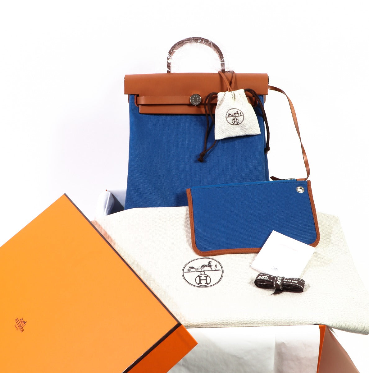 Hermès Herbag A Dos Zip Retourne Bleu France & Fauve Backpack