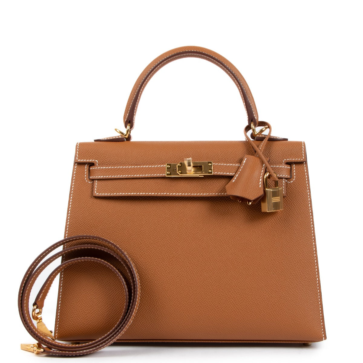 Authentic second hand brand new Hermès Kelly 25 Gold Epsom Gold Hardware on www.labellov.com