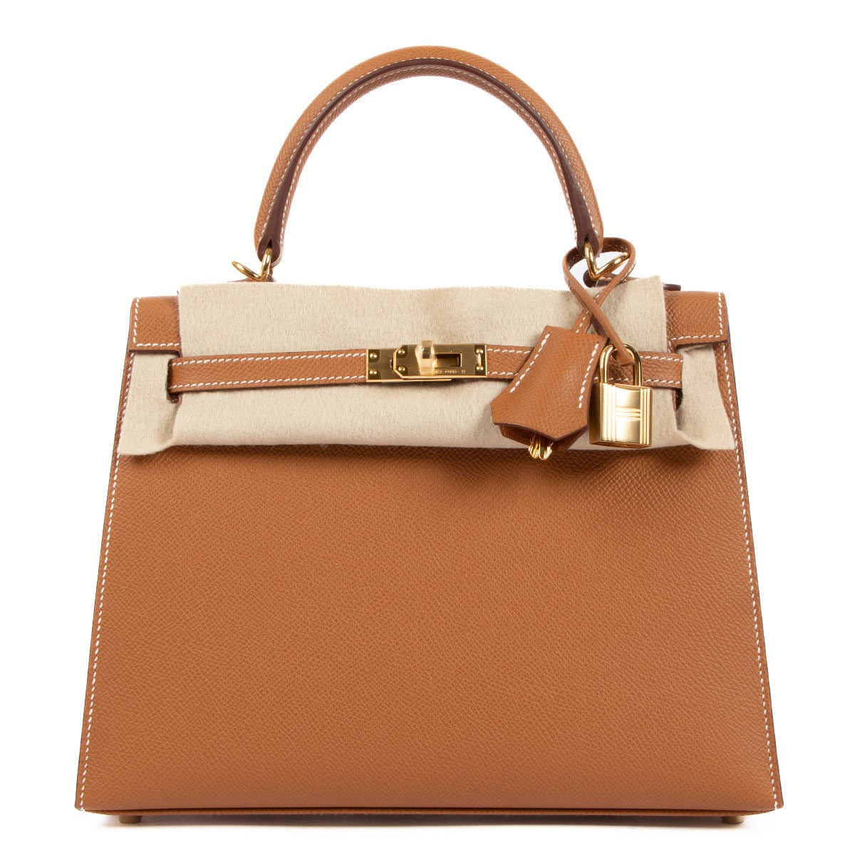 Authentic second hand brand new Hermès Kelly 25 Gold Epsom Gold Hardware on www.labellov.com