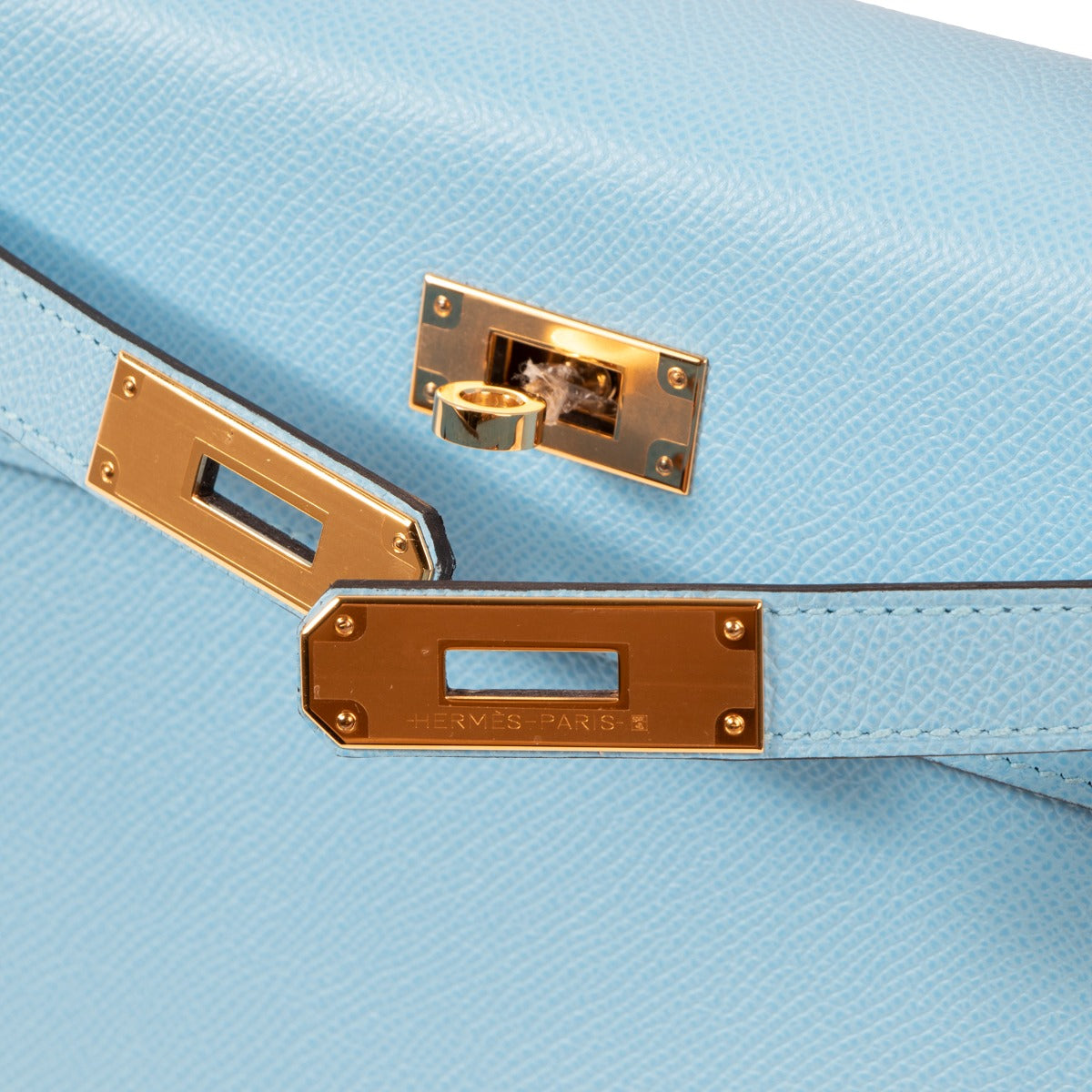 Hermes Kelly Epsom Plaque Logo Engraving Detail