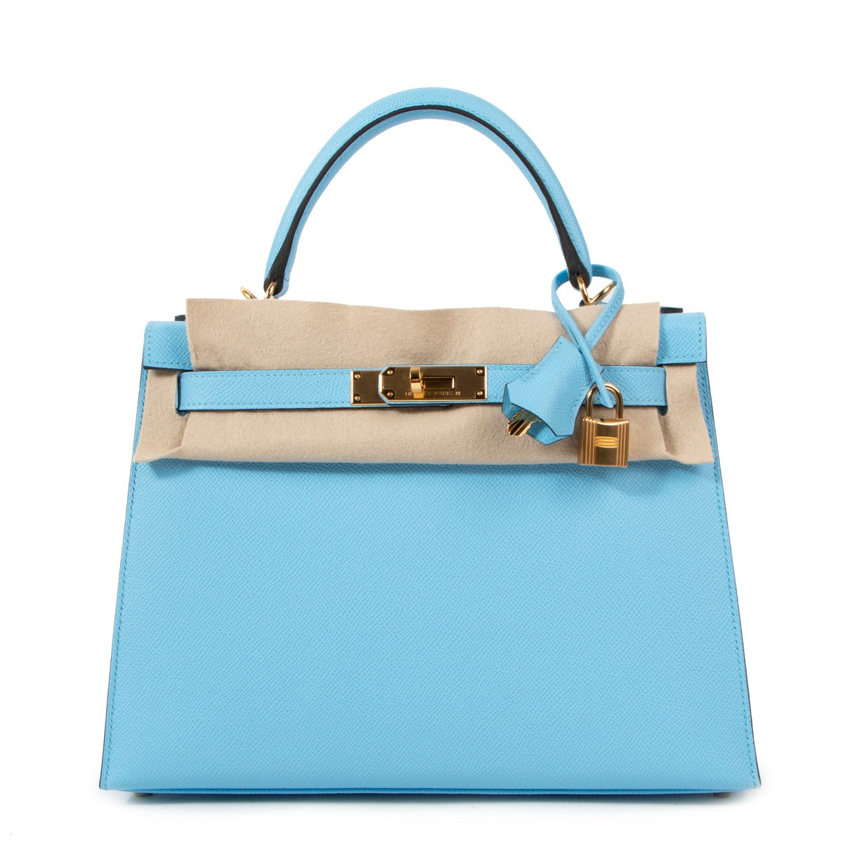 Buy authentic second hand luxury designer handbag Hermès Kelly 28 Blue Epsom on labellov.com