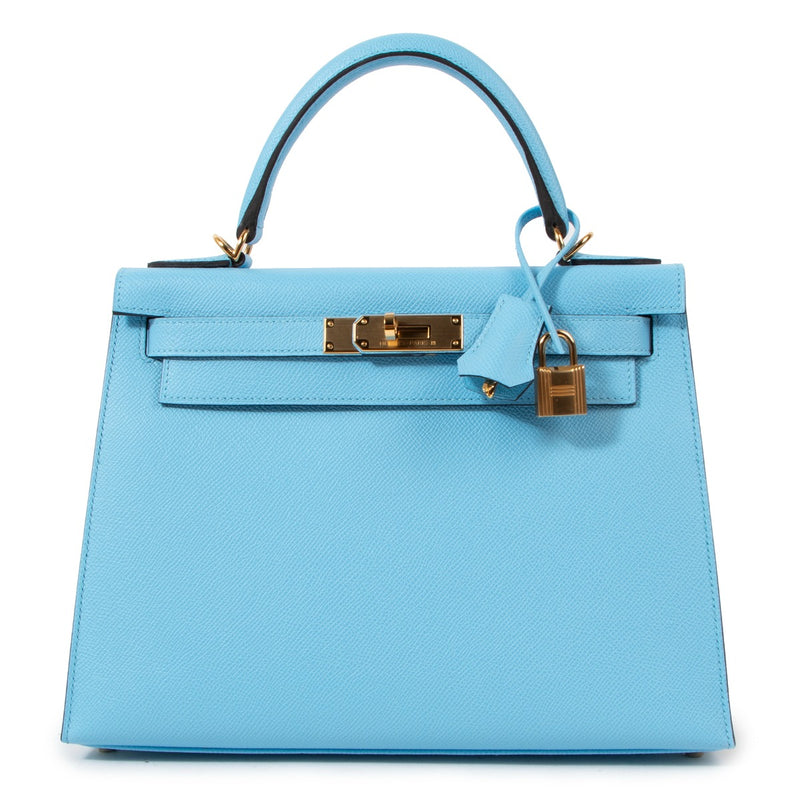 Buy authentic second hand luxury designer handbag Hermès Kelly 28 Blue Epsom on labellov.com