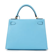 Buy authentic second hand luxury designer handbag Hermès Kelly 28 Blue Epsom on labellov.com