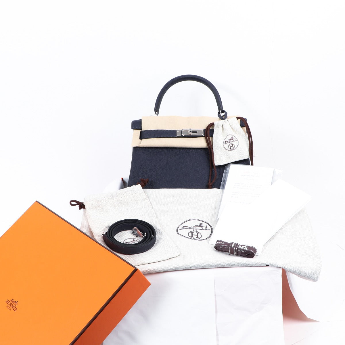 Hermès HSS Kelly 28 Bleu Nuit Togo Palladium Hardware