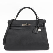 Shop authentic second hand luxury designer Hermès Kelly 32 Black Togo on labellov.com