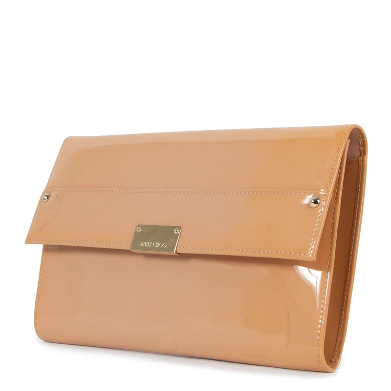 Jimmy Choo Reese Peach Patent Leather Clutch