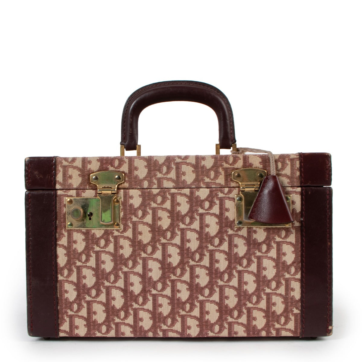 Christian Dior Burgundy Oblique Vintage Vanity Case