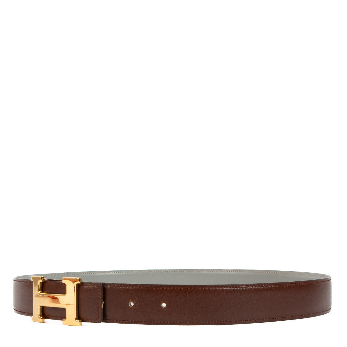 Hermès Brown & Grey H Buckle Belt - size 90