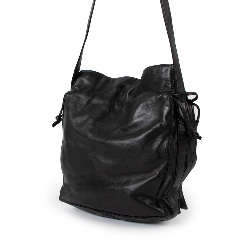 Loewe Vintage Zwarte Nappa Lamswollen Crossbody Tas