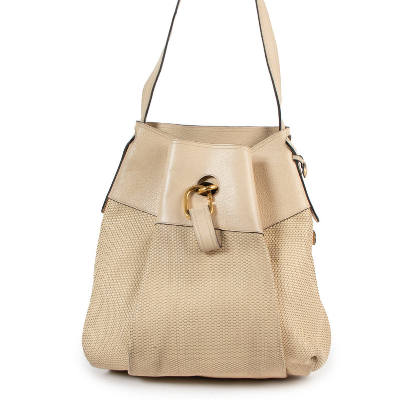 Shop safe online at Labellov in Antwerp this 100% authentic second hand Delvaux Beige Toile De Cuir Faust Shoulder Bag