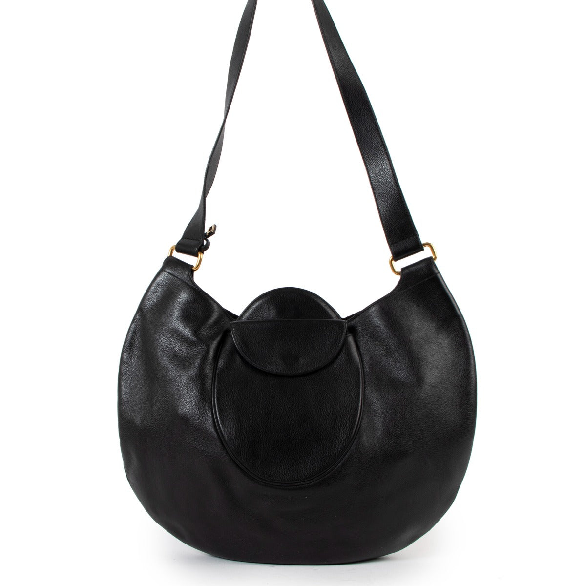 Delvaux Black Half Moon Leather Vintage Shoulder Bag