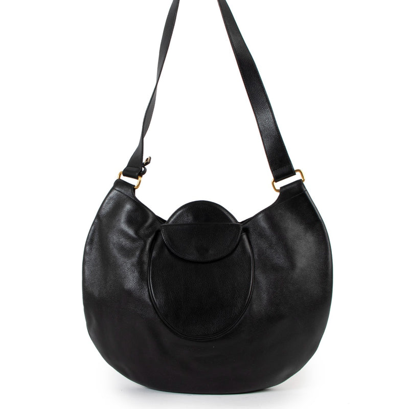 Delvaux Black Half Moon Leather Vintage Shoulder Bag