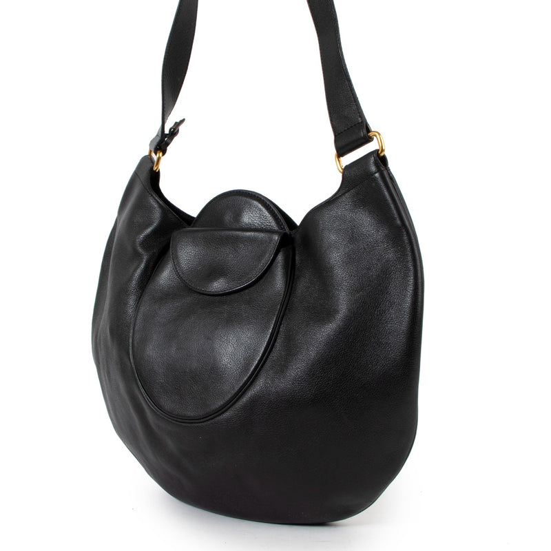 Delvaux Black Half Moon Leather Vintage Shoulder Bag
