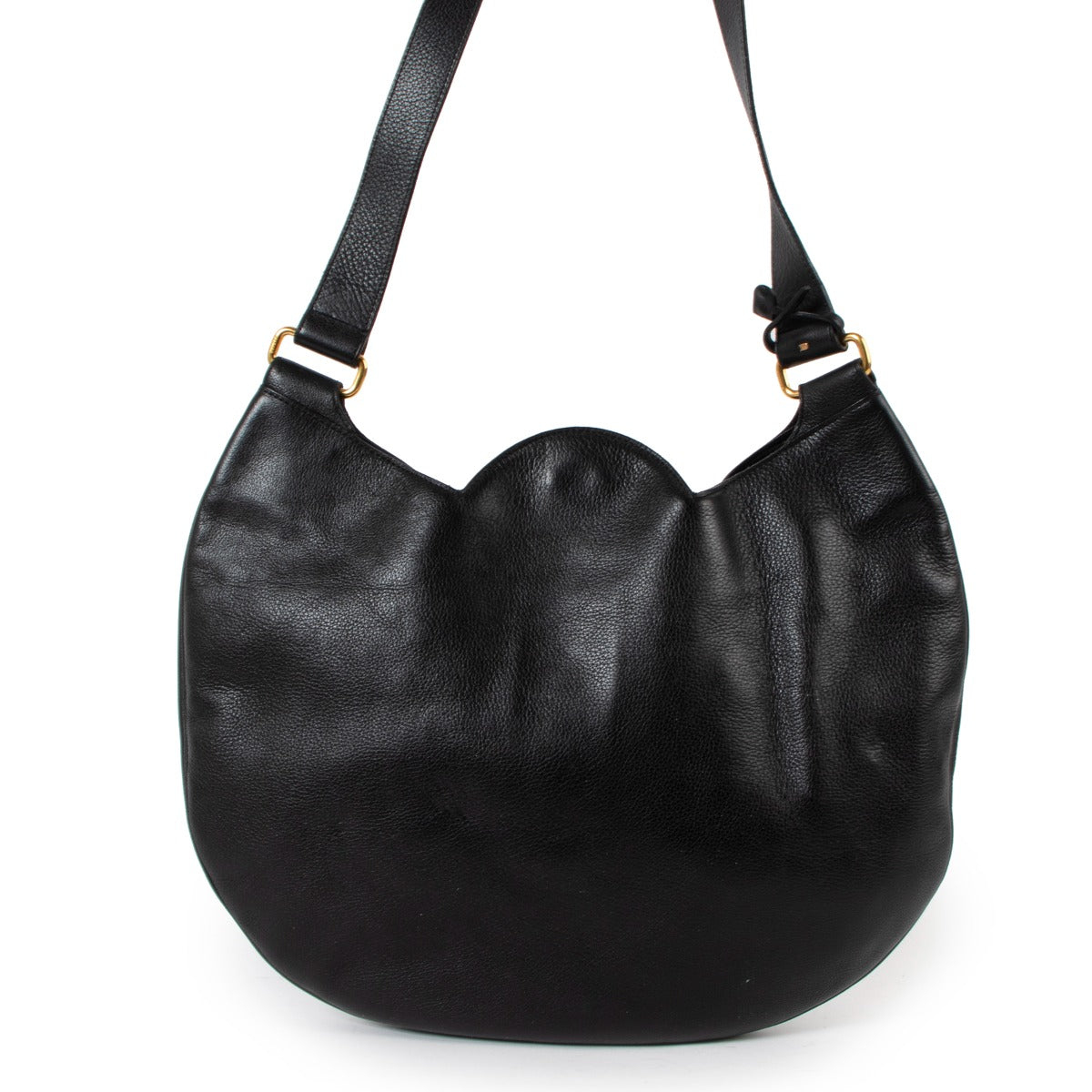 Delvaux Black Half Moon Leather Vintage Shoulder Bag