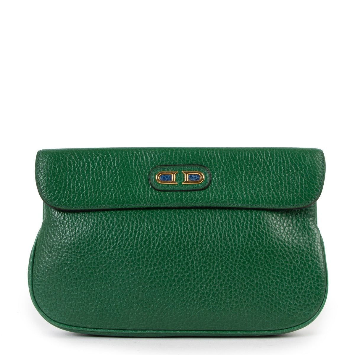 Shop safe online at Labellov in Antwerp this 100% authentic second hand Delvaux Racing Green Grained Leather Pouch