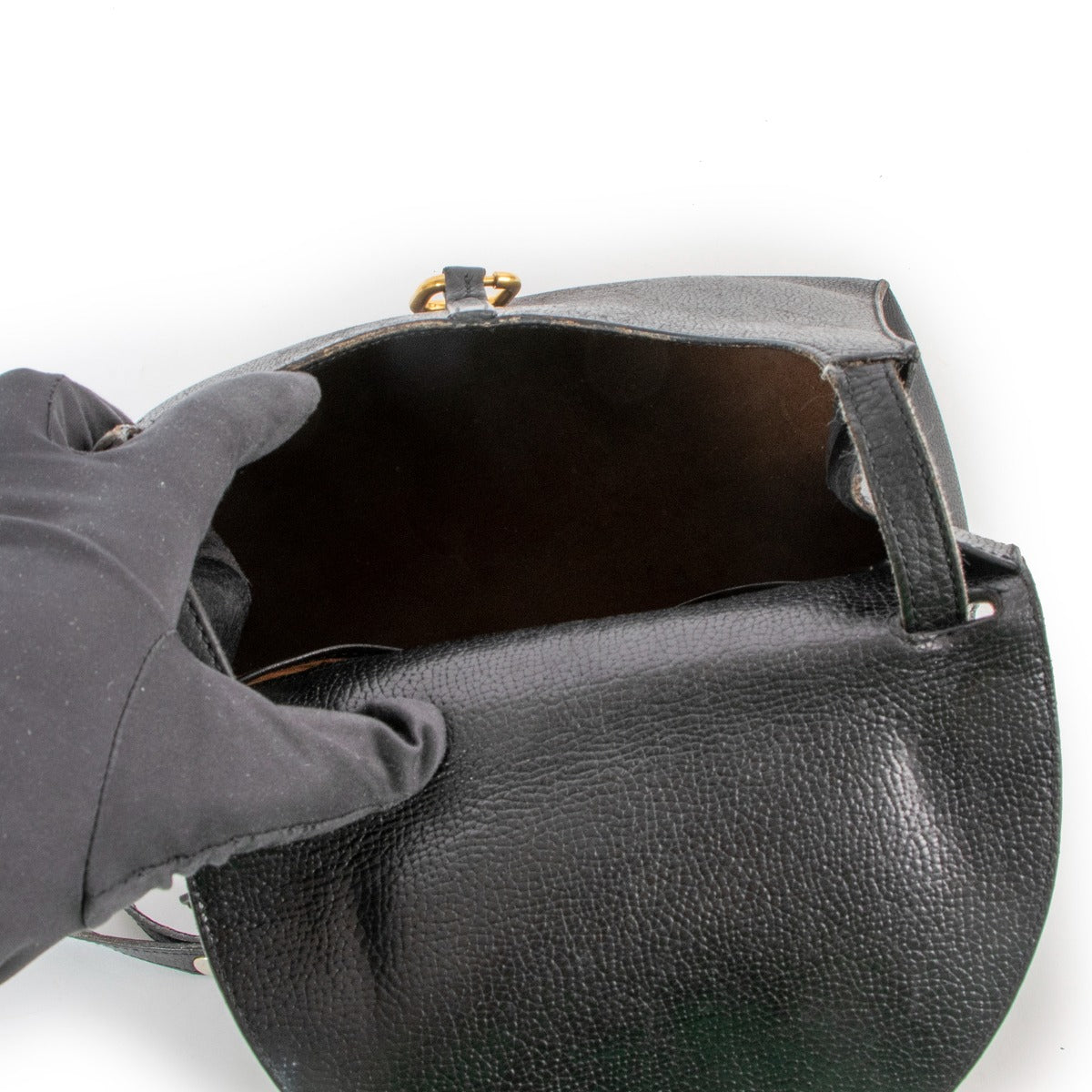 Delvaux Vintage Metal Ring Leather Crossbody Bag