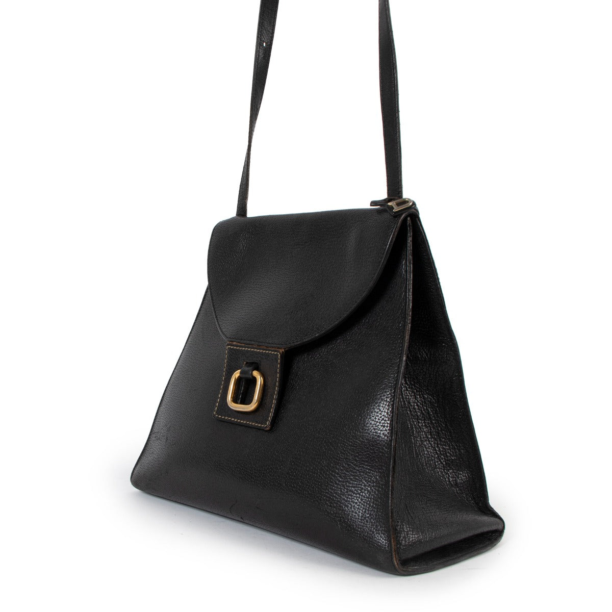 Delvaux Vintage Metal Ring Leather Crossbody Bag