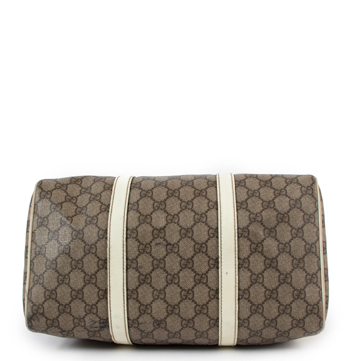 Gucci GG Supreme White Patent Leather Medium Joy Boston Bag