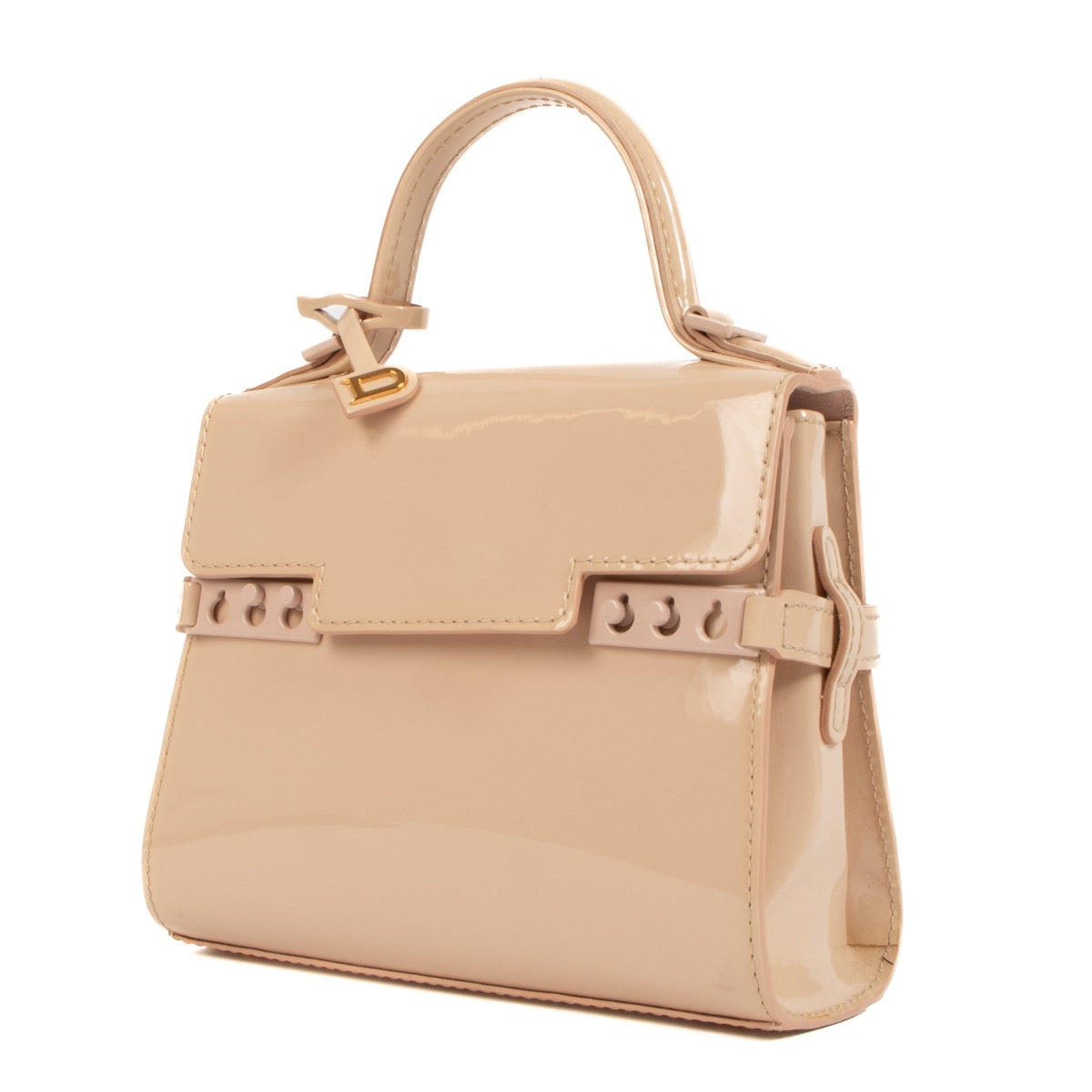 Buy an authentic second hand Delvaux Nude Patent Leather Tempête Micro Bag in new condition at Labellov.com