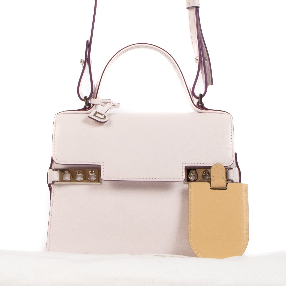 Shop safe online Delvaux Lilac Leather Small Tempête Bag. koop veilig online tegen de beste prijs.
