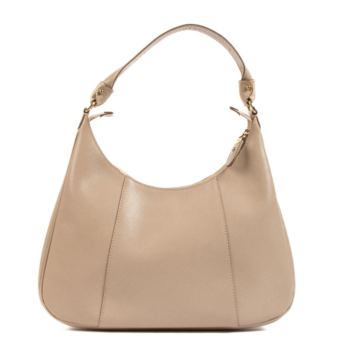 Buy a 100% authentic Ferragamo Beige Saffiano Petunia Shoulder Bag on LabelLov.com