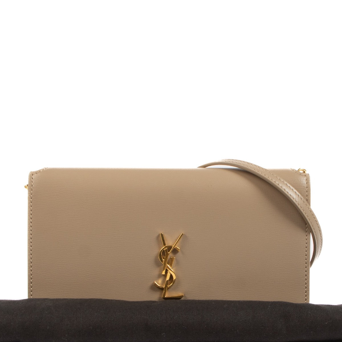 Shop 100% authentic second-hand Saint Laurent Dark Beige Leather Cassandre Phone Holder on Labellov.com