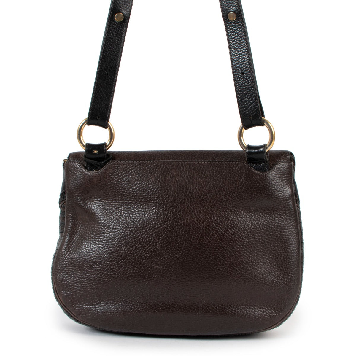 Sac à bandoulière vintage Delvaux Café Toile de Cuir