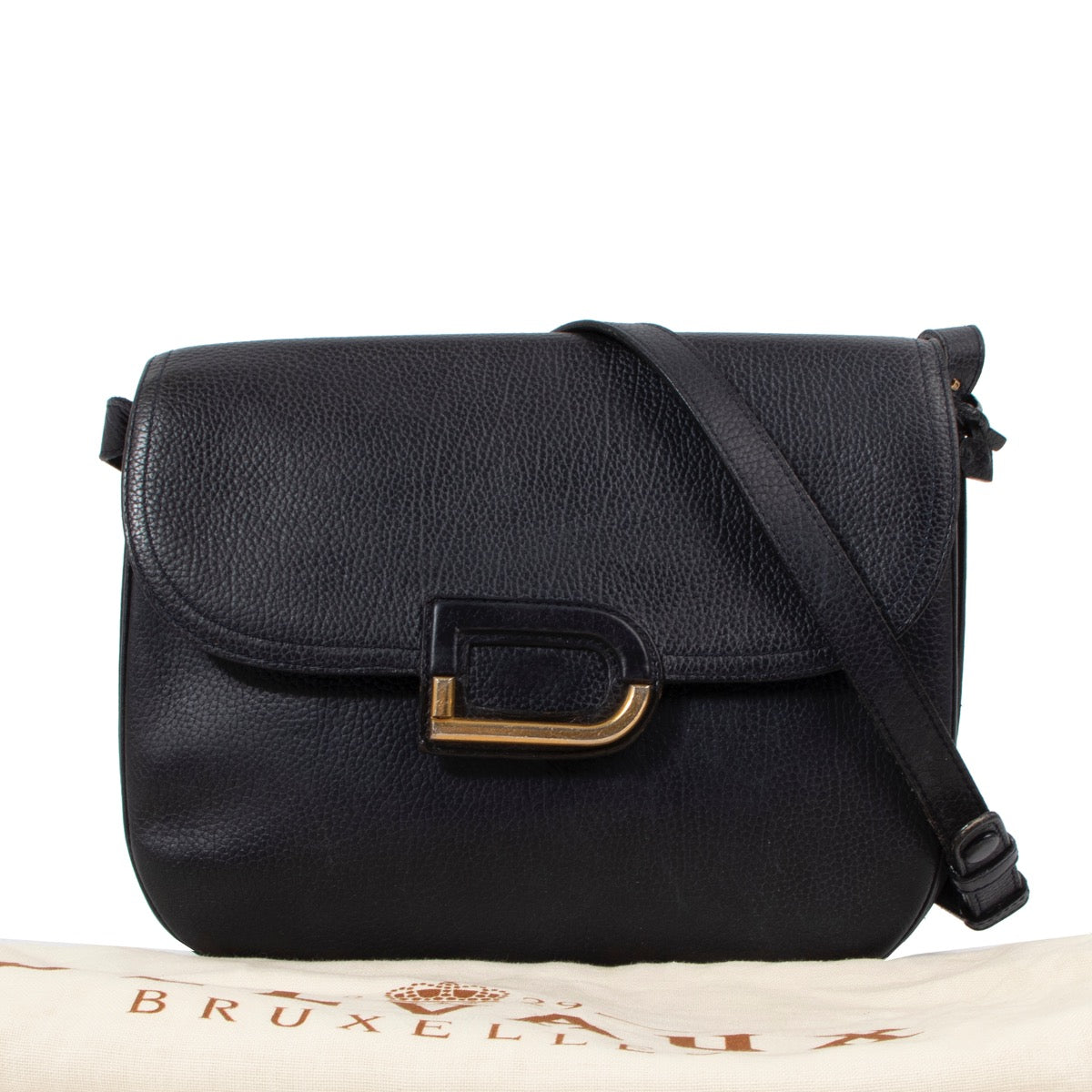 Shop safe online at Labellov in Antwerp this 100% authentic second hand Delvaux Navy Blue Shoulder Bag