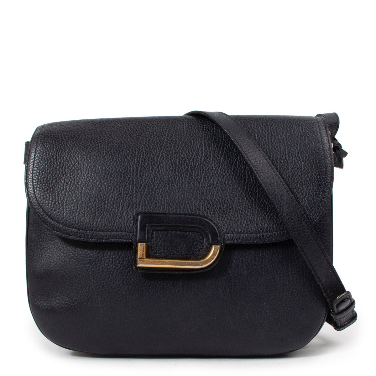 Shop safe online at Labellov in Antwerp this 100% authentic second hand Delvaux Navy Blue Shoulder Bag
