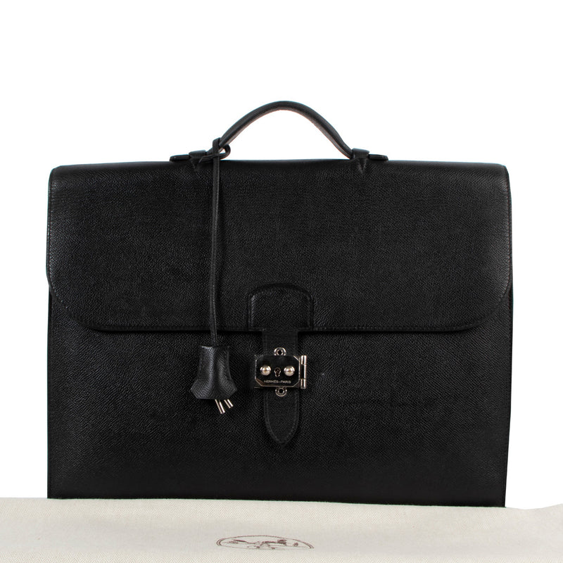 Hermès Sac A Depeches 2-38 Black Epsom Briefcase