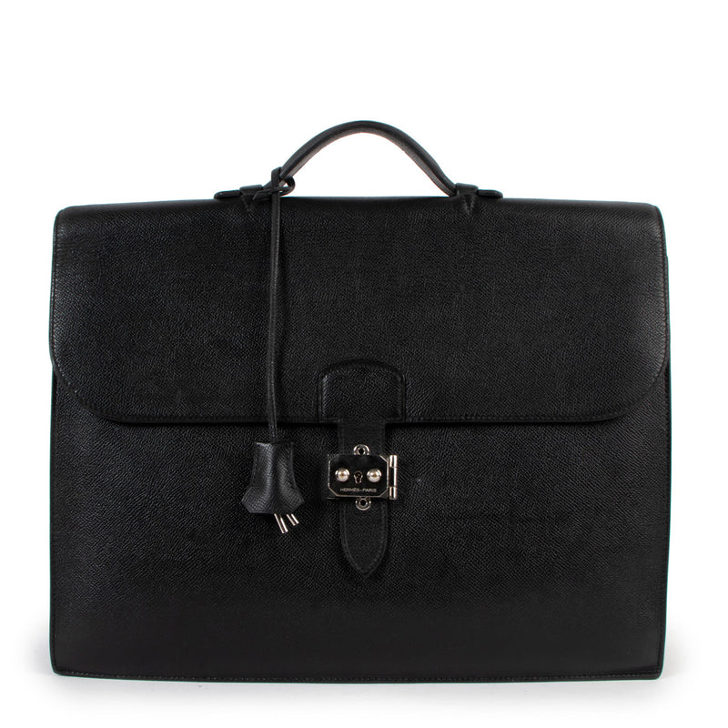 Hermès Sac A Depeches 2-38 Black Epsom Briefcase