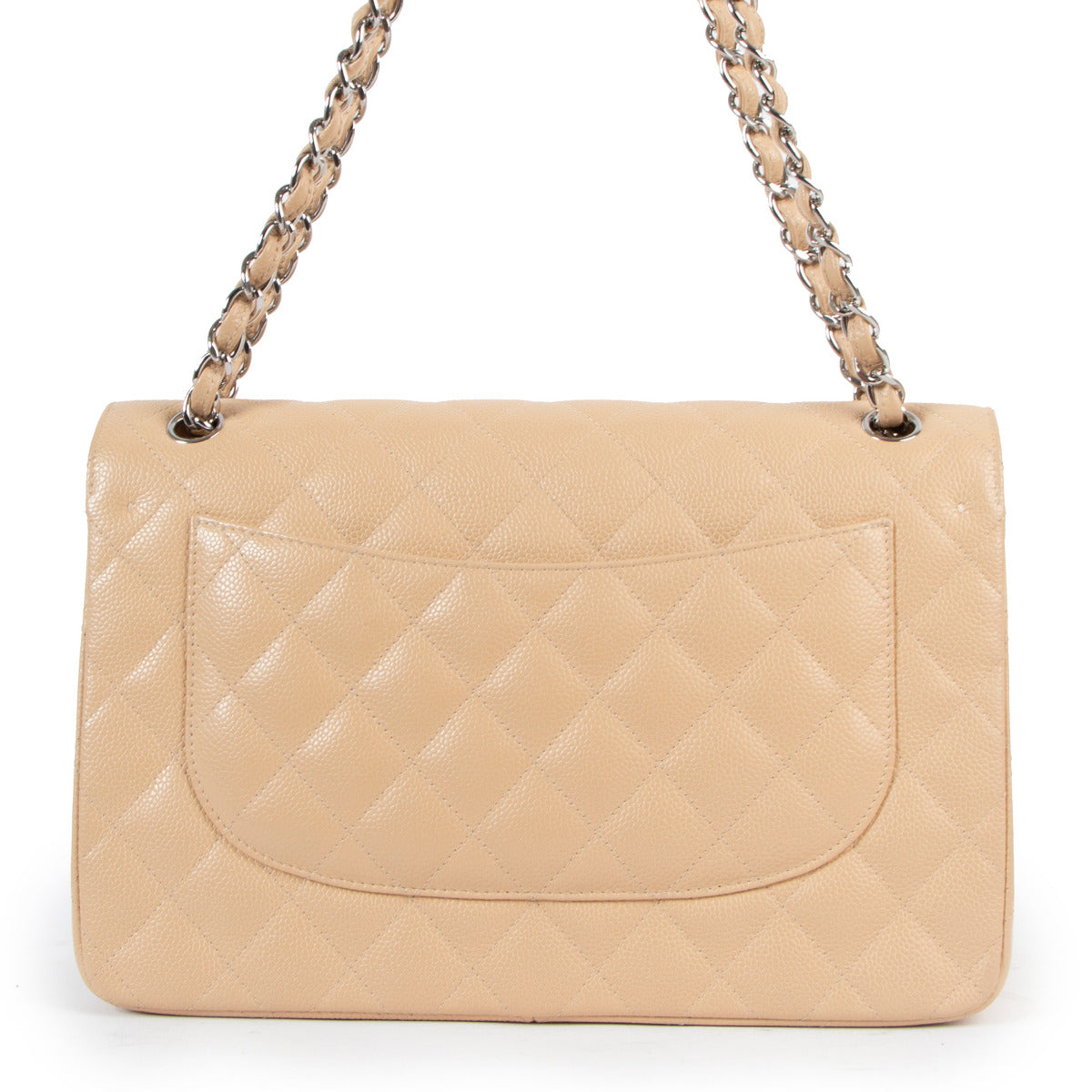 Chanel Beige Caviar Leather Jumbo Classic Flap Bag