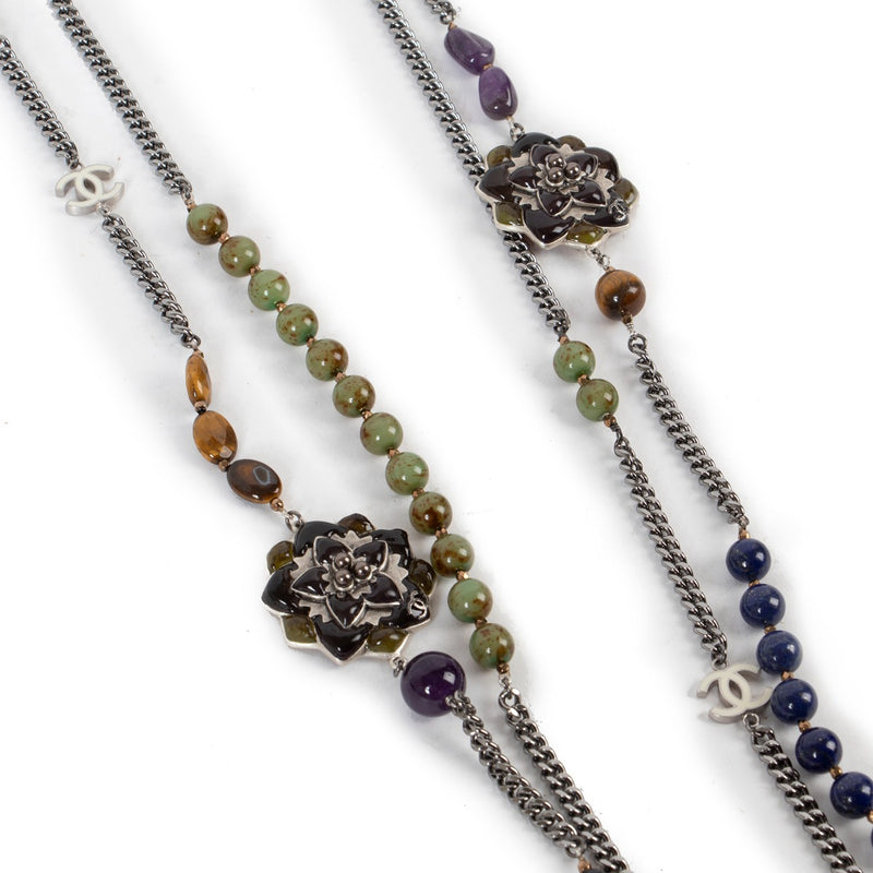 Chanel Herfst 2014 Veelkleurige Kralenketting met in elkaar grijpende CC Bloem