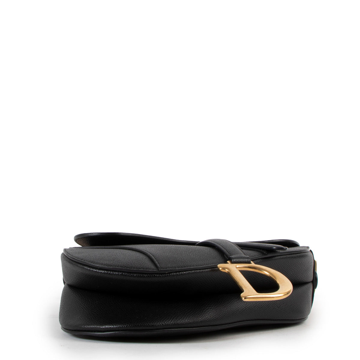 Christian Dior Zwart Leren Zadeltas + Zwart-Wit Gestreepte Geborduurde Band