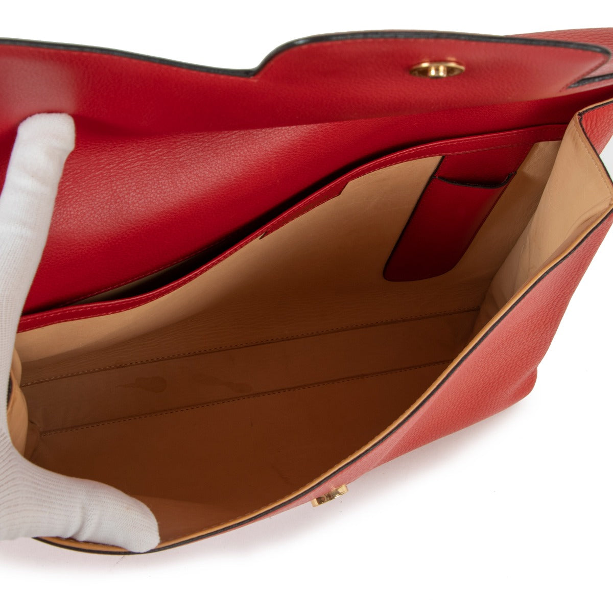 Delvaux Large Red Leather Clutch