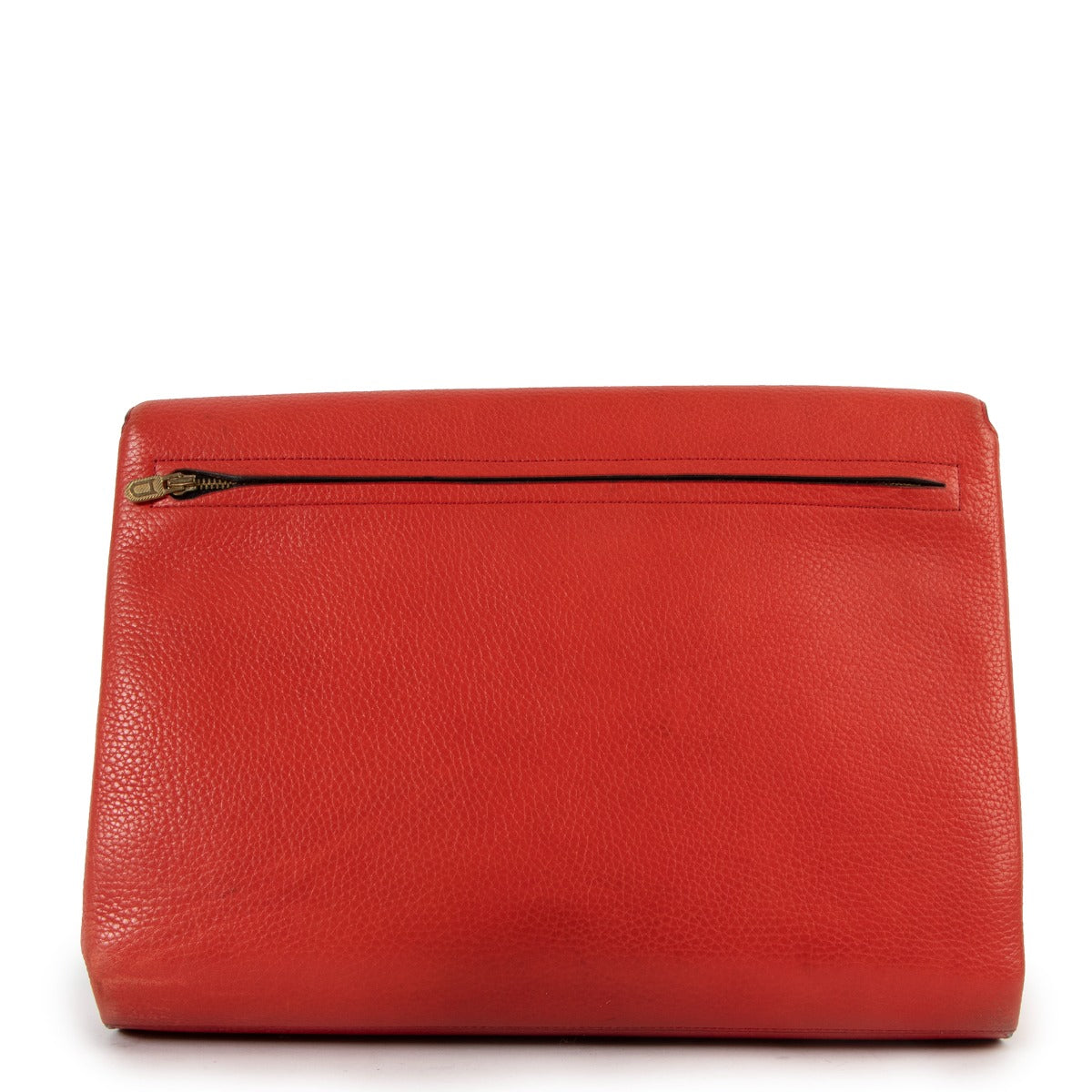 Delvaux Large Red Leather Clutch