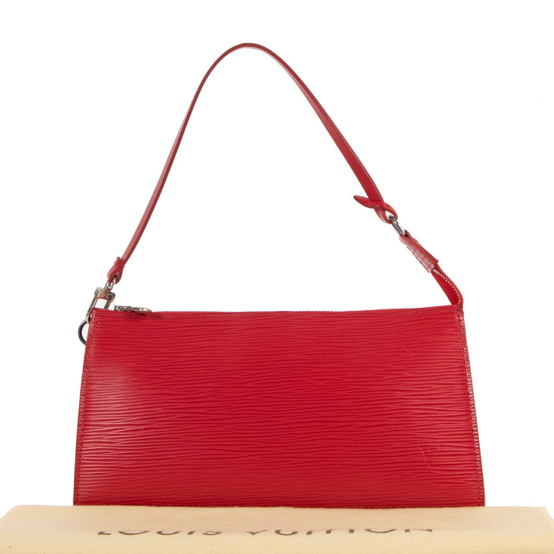 Shop safe online at Labellov in Antwerp this 100% authentic second hand Louis Vuitton Red Epi Leather Pochette Accessoires