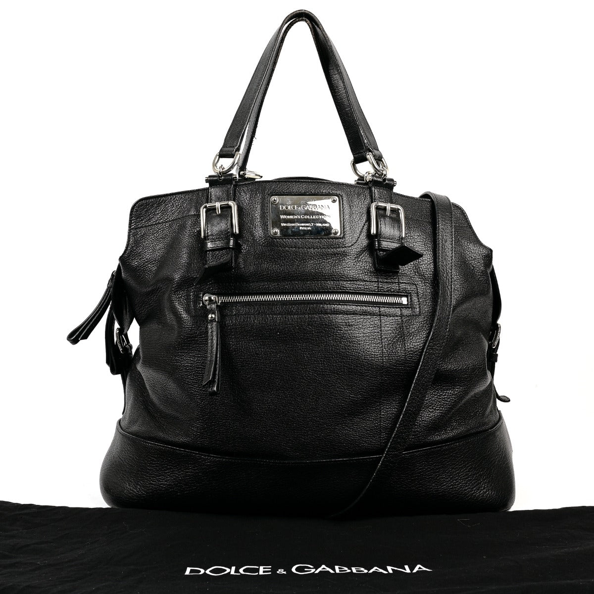 Buy an authentic second-hand Dolce & Gabbana Black Leather Top Handle Bag in preloved condition at Labellov Antwerp.