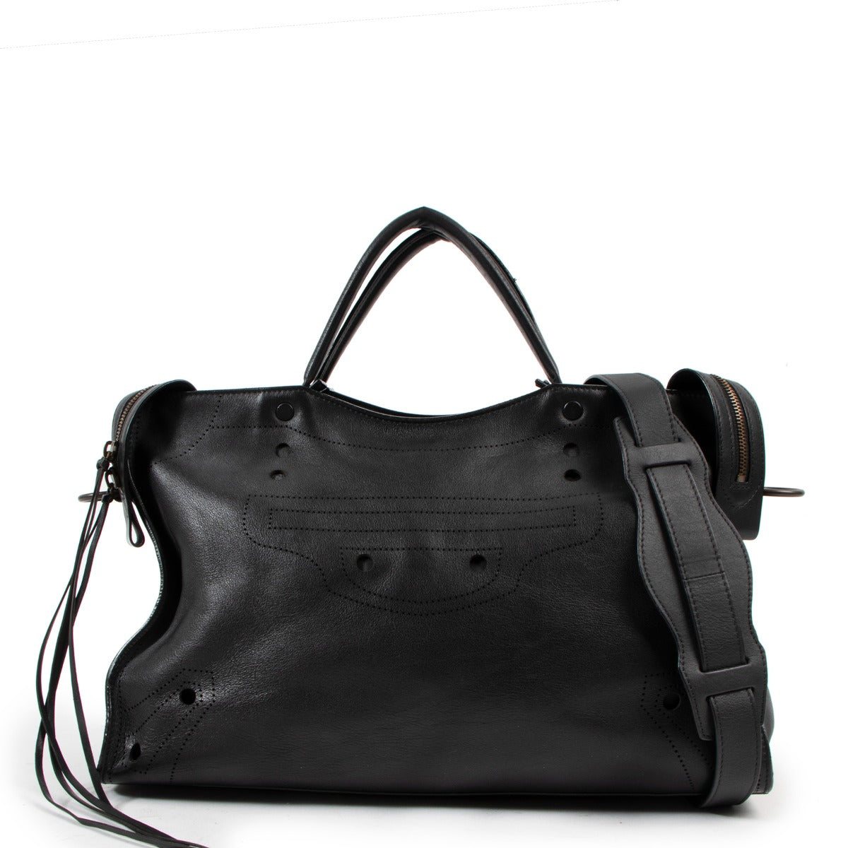 Balenciaga Blackout City Leather Handbag