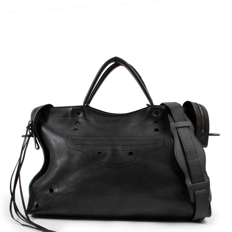 Balenciaga Blackout City Leather Handbag