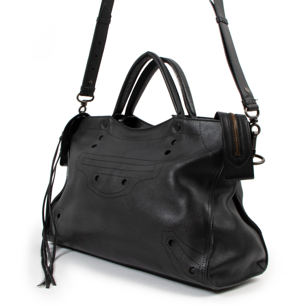 Balenciaga Blackout City Leather Handbag