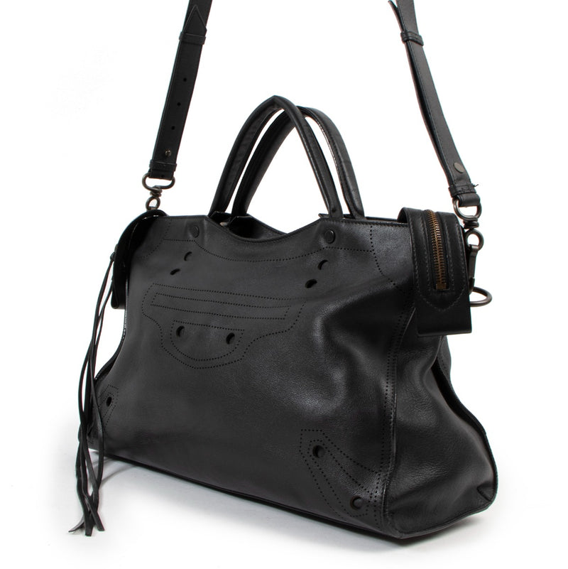 Balenciaga Blackout City Leather Handbag