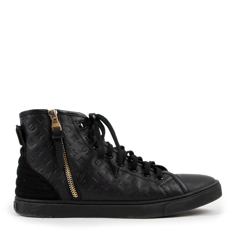 Louis Vuitton Black Monogram Empreinte High Top Sneakers - Size 37 for the best price at Labellov secondhand luxury in Antwerp
