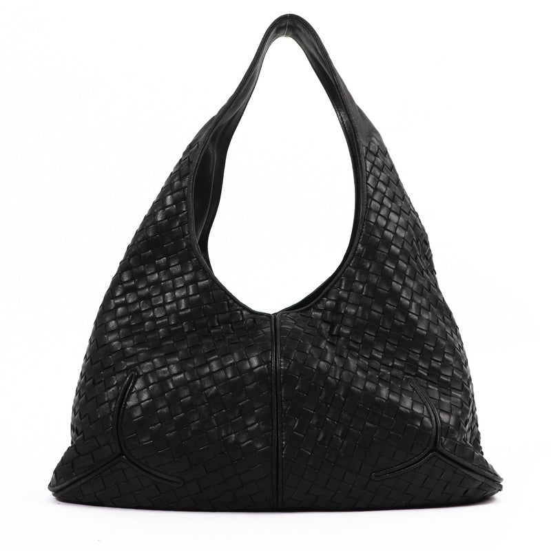 Bottega Veneta Black Intrecciato Hobo Bag