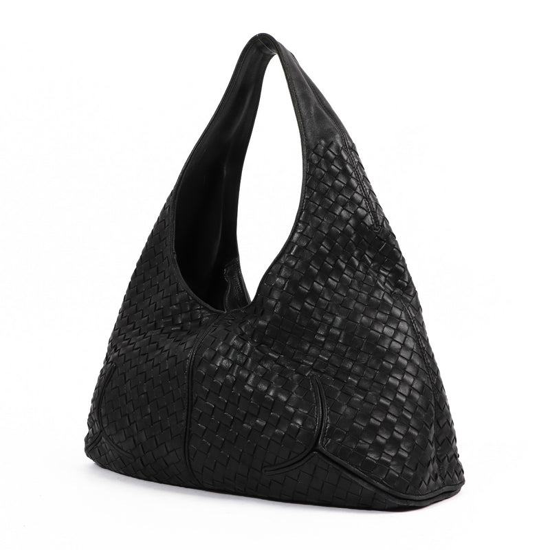 Bottega Veneta Black Intrecciato Hobo Bag