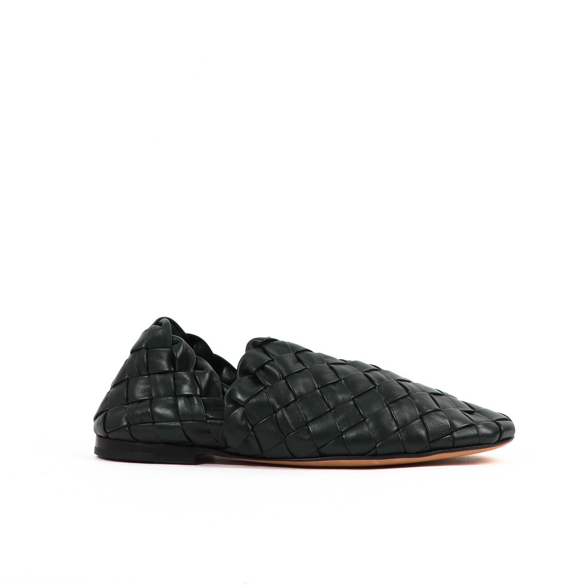 Bottega Veneta Inkwell Green Intrecciato Slipper Flats - Size 40
