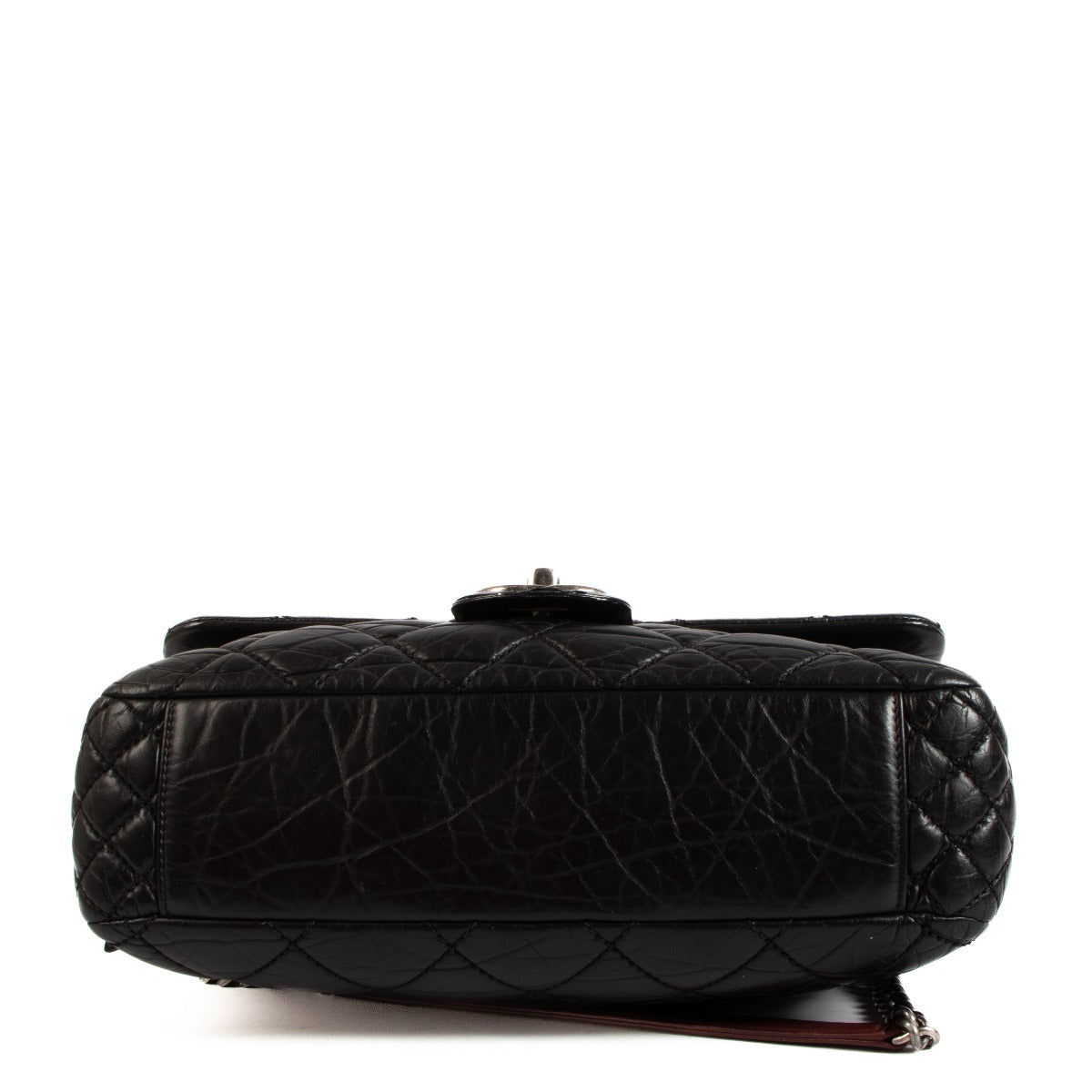 Sac à rabat classique bicolore noir Chanel